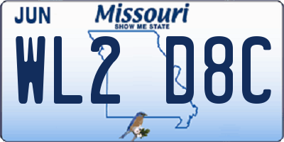 MO license plate WL2D8C