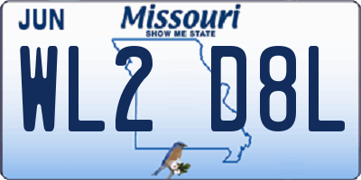 MO license plate WL2D8L