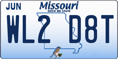 MO license plate WL2D8T