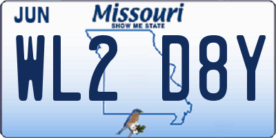 MO license plate WL2D8Y