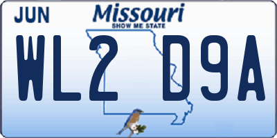 MO license plate WL2D9A