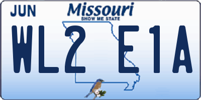 MO license plate WL2E1A