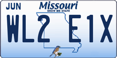MO license plate WL2E1X