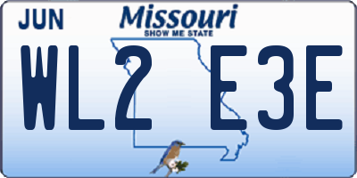 MO license plate WL2E3E