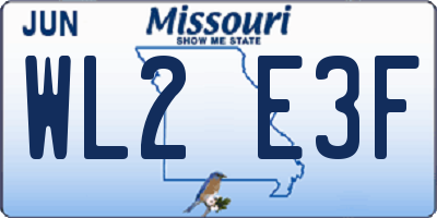 MO license plate WL2E3F