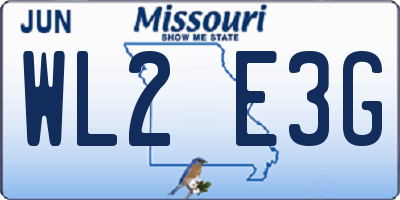 MO license plate WL2E3G