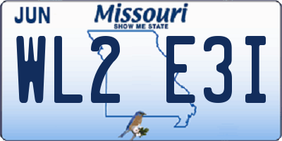 MO license plate WL2E3I
