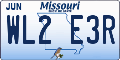 MO license plate WL2E3R