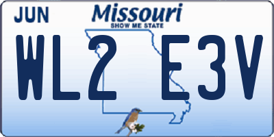MO license plate WL2E3V
