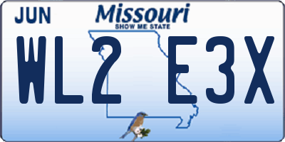 MO license plate WL2E3X