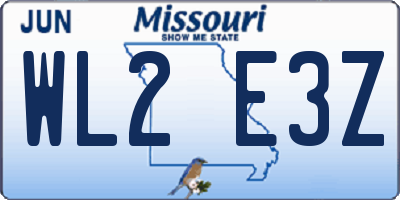 MO license plate WL2E3Z