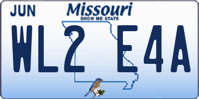 MO license plate WL2E4A