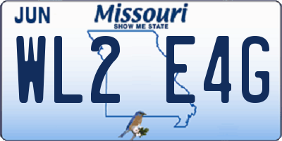 MO license plate WL2E4G
