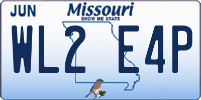 MO license plate WL2E4P