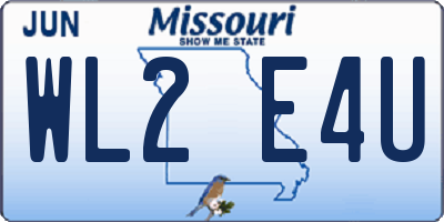 MO license plate WL2E4U