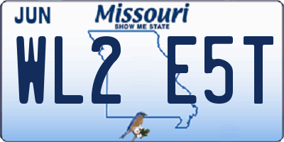 MO license plate WL2E5T