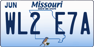MO license plate WL2E7A