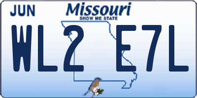 MO license plate WL2E7L