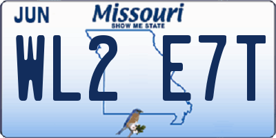 MO license plate WL2E7T