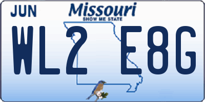 MO license plate WL2E8G
