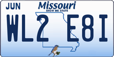 MO license plate WL2E8I