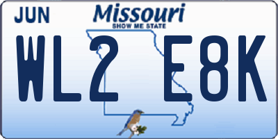 MO license plate WL2E8K