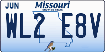 MO license plate WL2E8V