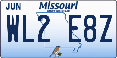 MO license plate WL2E8Z