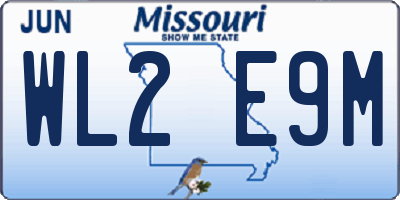 MO license plate WL2E9M