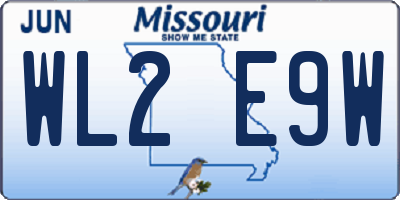 MO license plate WL2E9W