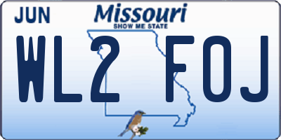 MO license plate WL2F0J