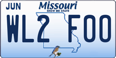 MO license plate WL2F0O