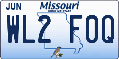 MO license plate WL2F0Q