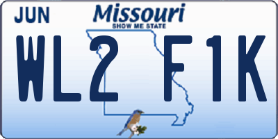 MO license plate WL2F1K