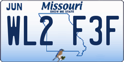 MO license plate WL2F3F