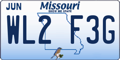 MO license plate WL2F3G