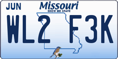 MO license plate WL2F3K