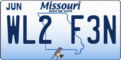 MO license plate WL2F3N