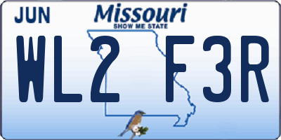 MO license plate WL2F3R