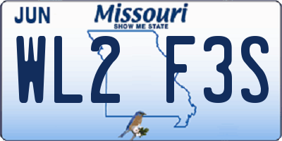 MO license plate WL2F3S