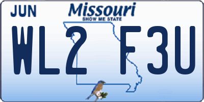 MO license plate WL2F3U