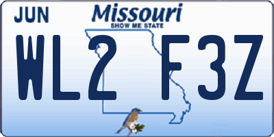 MO license plate WL2F3Z