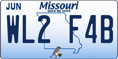 MO license plate WL2F4B