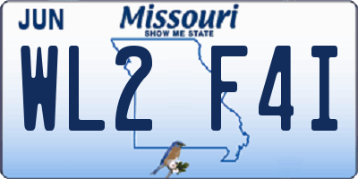 MO license plate WL2F4I
