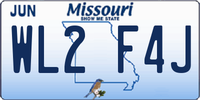 MO license plate WL2F4J