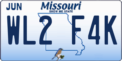 MO license plate WL2F4K