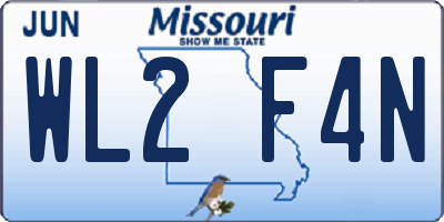 MO license plate WL2F4N