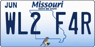 MO license plate WL2F4R