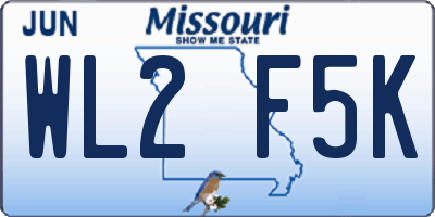 MO license plate WL2F5K