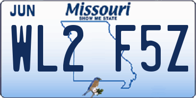 MO license plate WL2F5Z